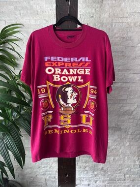 Fruit of the Loom “Best” FSU Seminoles ‘94 Orange Bowl Burguny Vintage Tee Large